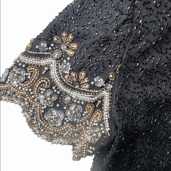 Vintage Elegant LAURENCE KAZAR Silk Blouse - intricate beading & sequin details - Picture 3 of 12